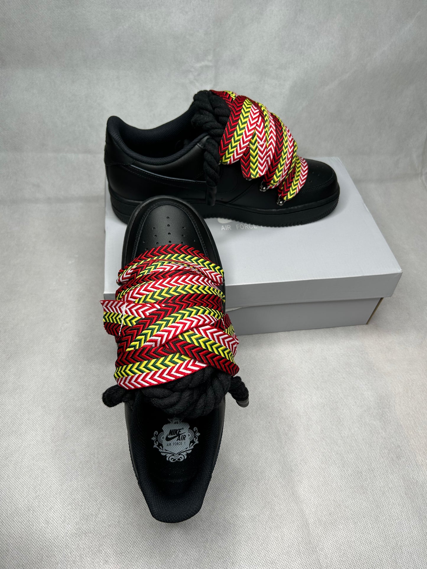 AF1 Rope Laces All Black Lanvin Red