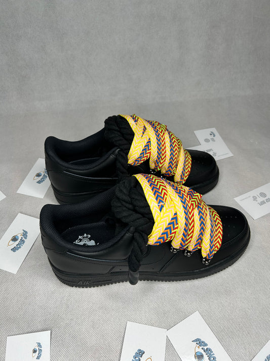 Lacets Corde AF1 Tout Noir Jaune Lanvin