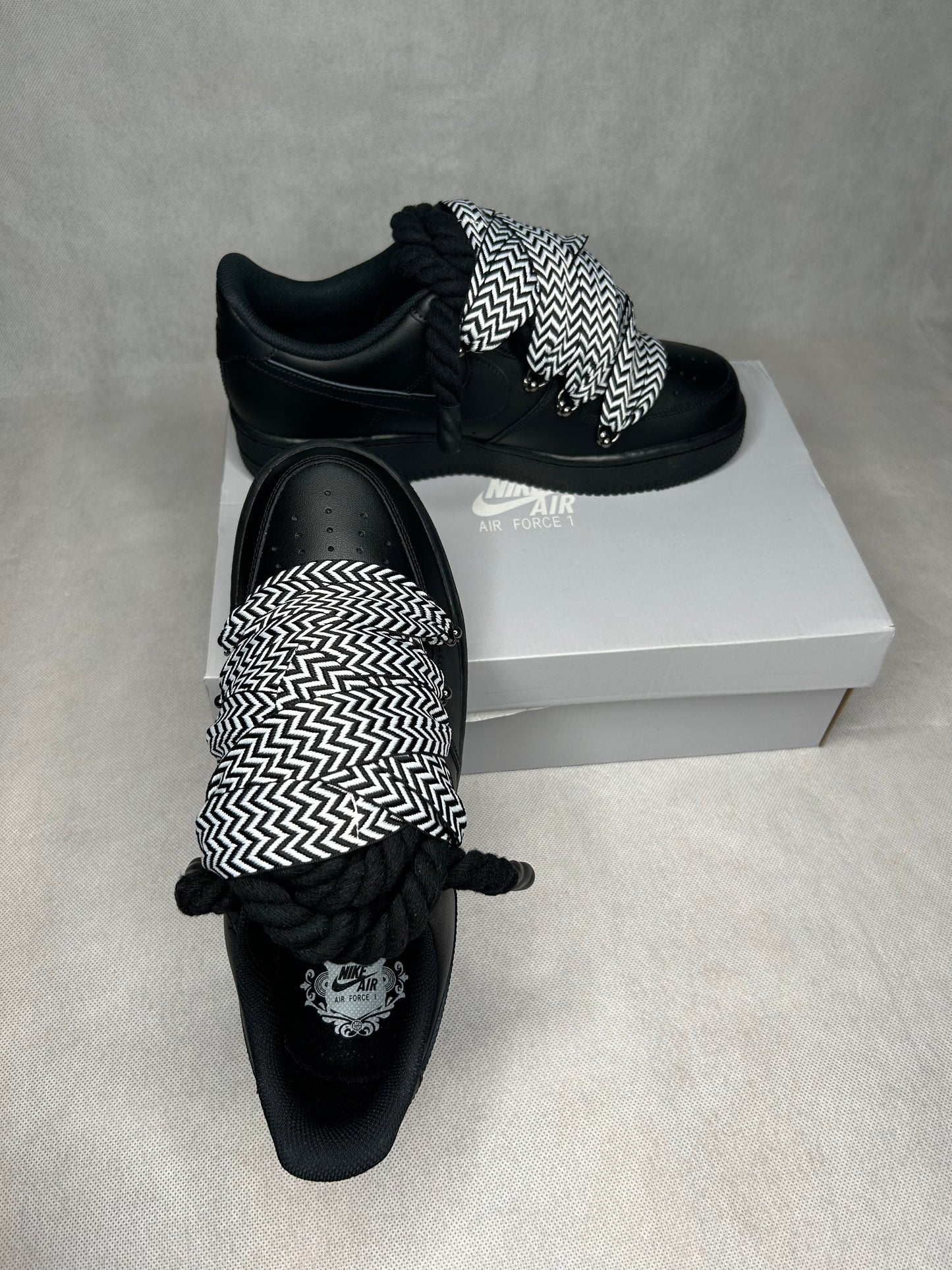 AF1 Rope Laces All Black Lanvin Black/White